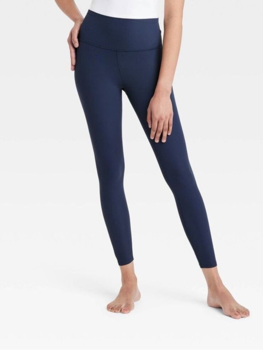 All In Motion - Women’s Everyday Soft Ribbed Legging High-Rise Navy Blue